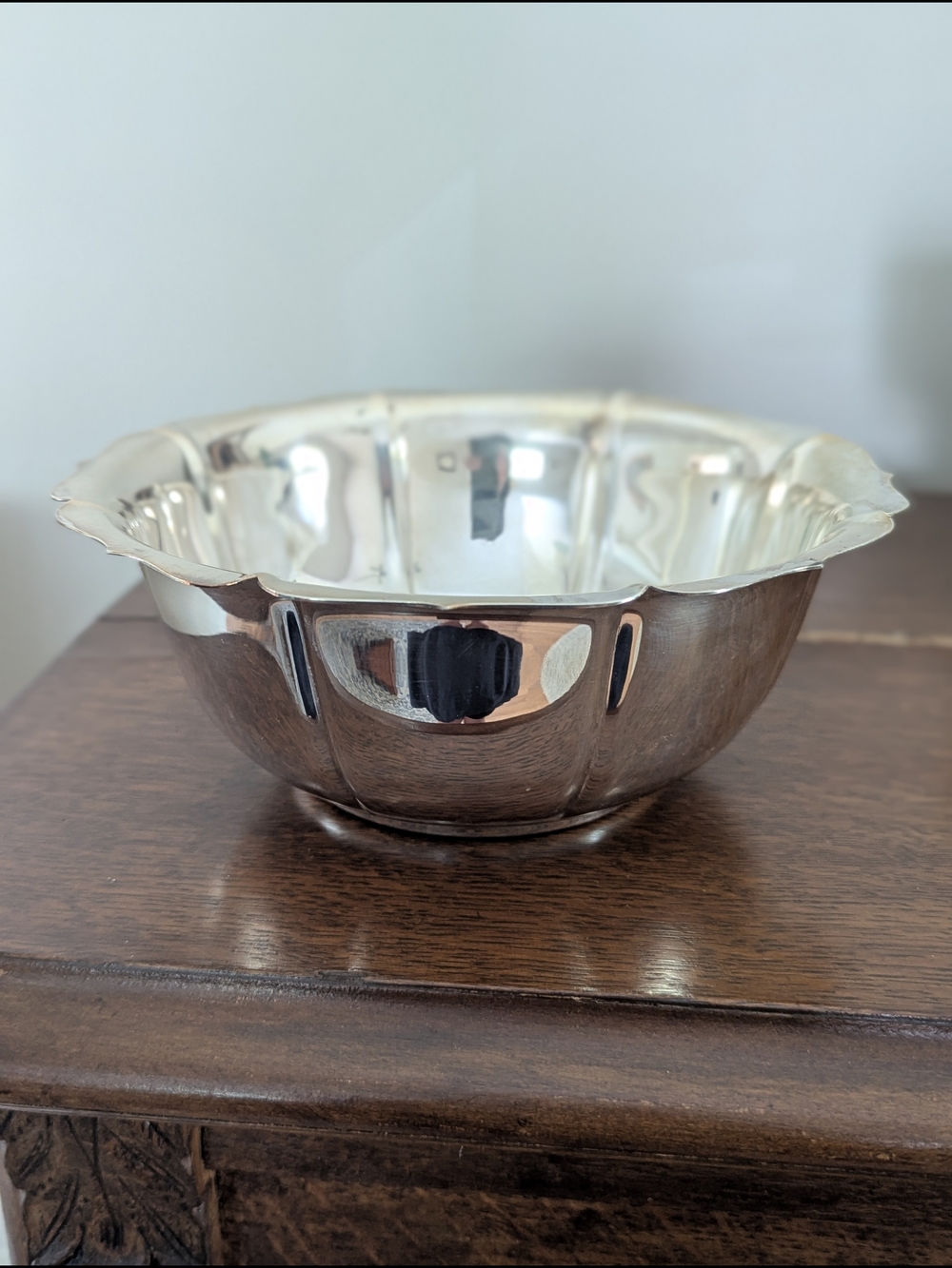 Revere Bowl Silver & Faux Fruit Wood Centerpiece Set Fall Autumn Decor